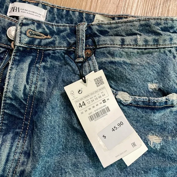 Zara straight leg distressed jeans size 12 - Picture 2 of 6